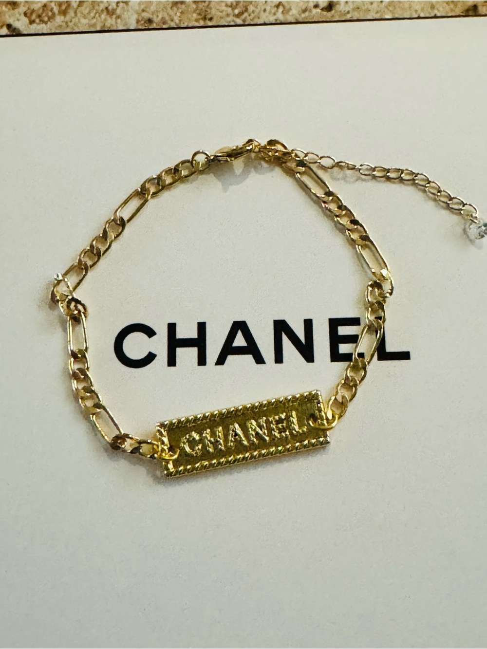 Gold Tone Bracelet with Authentic Hardware & Chanel Box